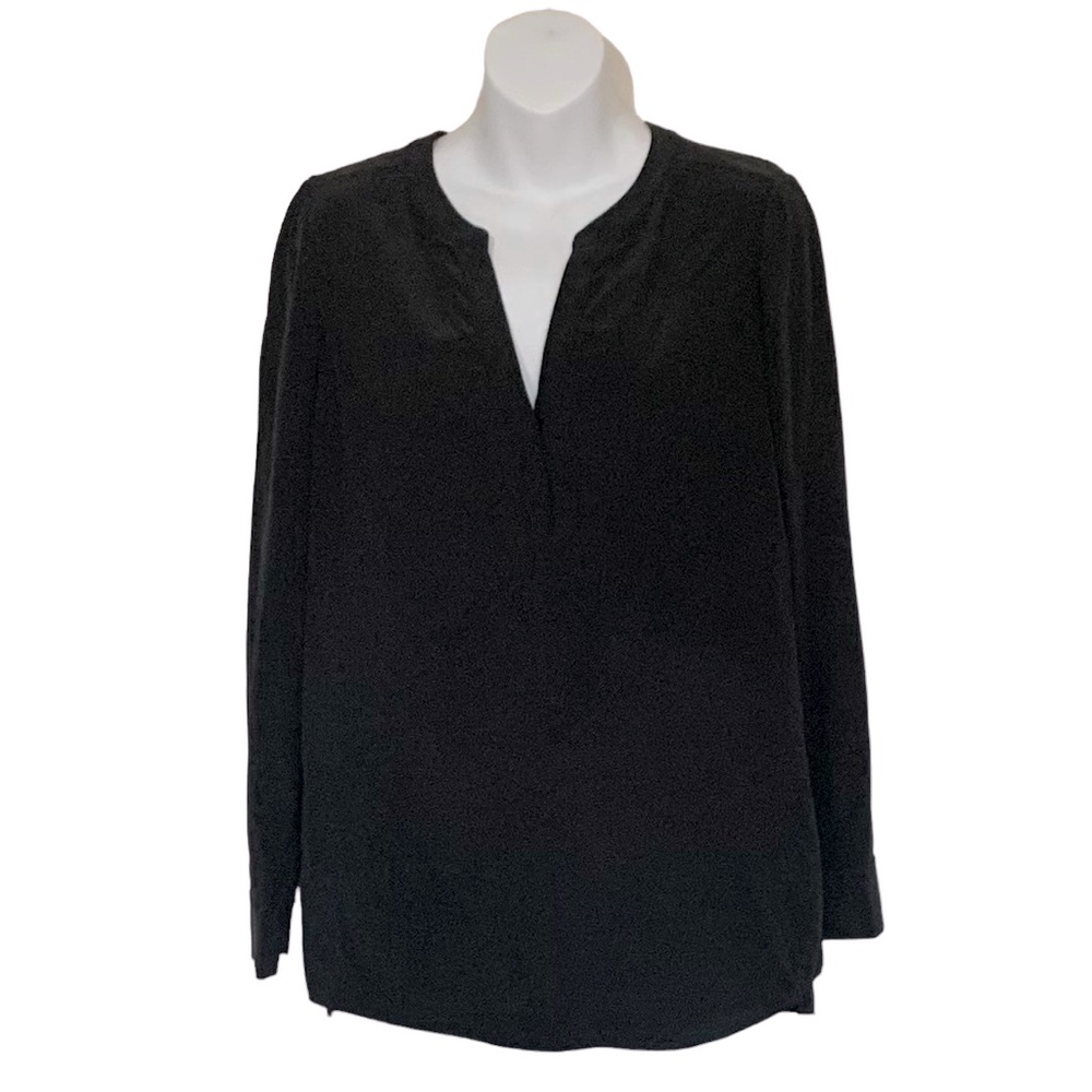 R Label Black Silk Long Sleeve Top Size Small
